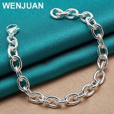 925 Sterling Silver Basic Thick Chain Bracelet Women Men Charm Party Jewelry