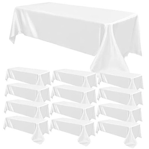 12 Pack Satin Tablecloth Wedding Rectangle Tablecloth Bright Silk Tablecloth