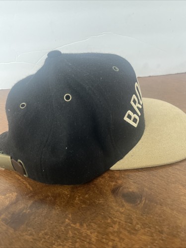 Brooklyn Nets Mitchell & Ness Leather Strap Hat Black and White Adjustable NBA - Picture 9 of 13