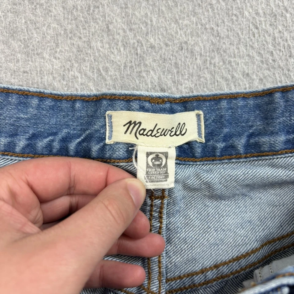Jeans Madewell para mujer 28 azul bajo holgado desgastado dobladillo deshilachado Denim LEER Foto 3 de 4