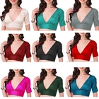 Way2Like V-Neck Saree Blouse Short Sleeves Ethnic Readymade Indian Sari Choli