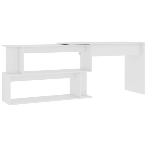 vidaXL Corner Desk White 200x50x76 cm Engineered Wood - Picture 2 of 11