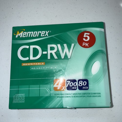 Memorex Pocket CD-RW 4x 210 MB 24-min. Blank Mini Discs 5 Pack Sealed - 第 1/3 張圖片