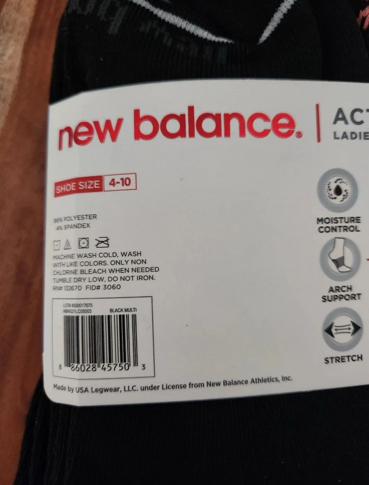 Calcetines New Balance Mujer Talla 4-10 Cojín Activo Corte Bajo Elastizados 6 Pares Deporte Foto 3 de 4