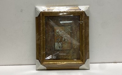Signed Contemporary Floral Still Life Gold Framed Textured Art 11x13 New