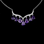 7x5mm Natural Gemstone Jewelry 17 Ins 925 Sterling Silver Necklace Pear Amethyst