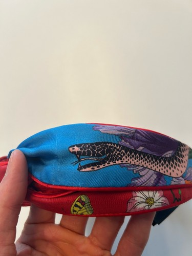 Gucci GG Flora Silk Headband Floral Snake Garden Print Red Blue Multi 25 X 9 Cm - Picture 21 of 24