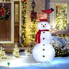 4FT Lighted Snowman Outdoor Christmas Decorations, Pop-Up Christmas Décor with B