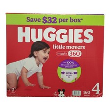 Huggies Little Movers Diapers, Size 4 (22-37LBS), 160ct 0.37 per diaper