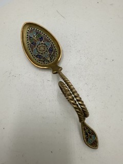Antique Norwegian David Andersen Plique A Jour Sterling Silver Tea Caddy Spoon