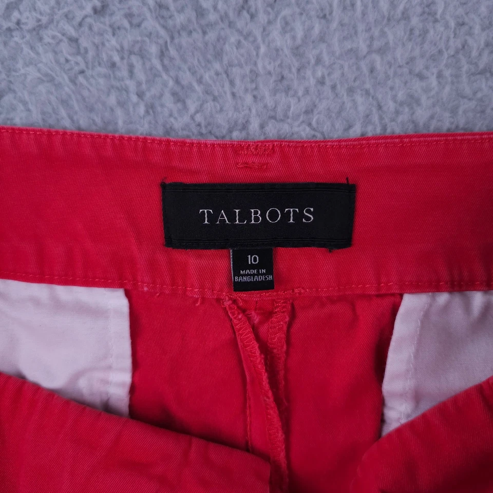 Pantalones Cortos Talbots 10 Coral Dobladillo Festoneado Chino Algodón Elástico Chino Informal 5" Desteñido Foto 3 de 4
