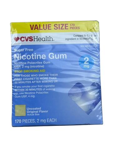 CVS Health Nikotinkaugummi, 2 mg, unbeschichtetes Originalgeschmack, 170 Stück Ablaufdatum 11/24