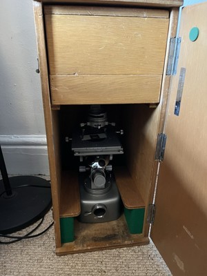 Vintage UNION OPTICAL Tokyo Mikroskop im Koffer (unvollständig) + Zubehör Mikrofon-997