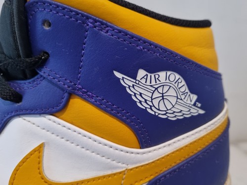 Nike Air Jordan 1 Lakers Purple And Yellow Hi-Top Trainers DQ8426-517 Uk 10.5 - Picture 2 of 14