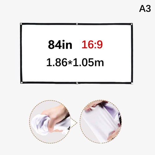 16:9 Projector Screen Projector Curtain 60/72/84/100/120 Inch HD Display Scr _ch - Photo 12/17