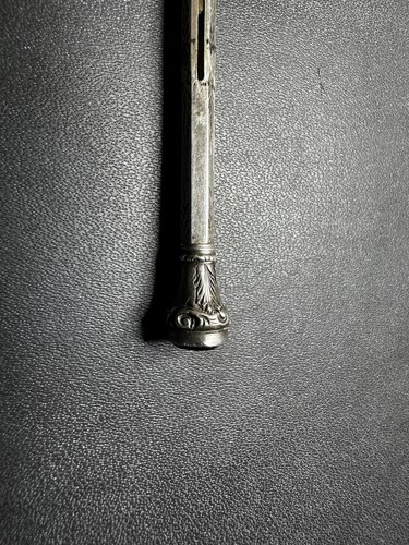Lápiz Chatelaine mecánico victoriano plateado antiguo con piedra Res funcionando - Imagen 5 de 14