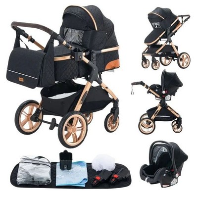 AmityX Luxury Kinderwagen 3 in 1  Komplettset mit Autositz Baby Stroller