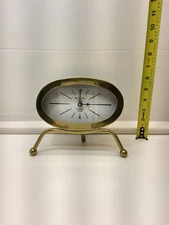Vintage Brass Oval Table Clock 6” River Dale London 1930 Desk Mantel Decor