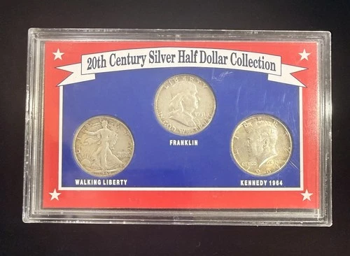 20th Century Silver Half Dollar Collection Walking Liberty, Franklin, Kennedy