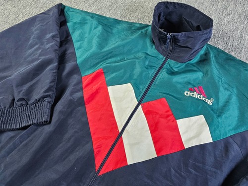 Giacca da pista vintage Adidas EQT Equipment L anni 90 colorblock nero verde full zip - Foto 4 di 11