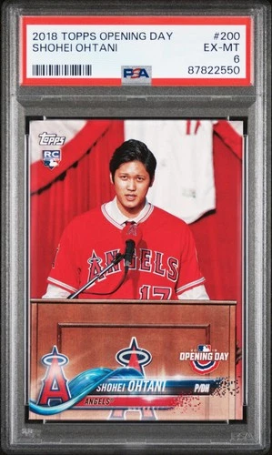 SHOHEI OHTANI 2018 TOPPS OPENING DAY ROOKIE RC #200 PSA 6 EX-MT DODGERS JAPAN!