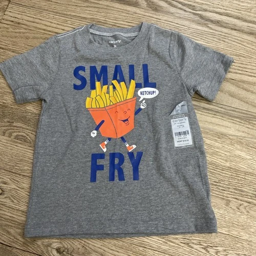 NEW Carter’s “Small Fry” French Fries Ketchup Graphics Gray Tee - size 3T