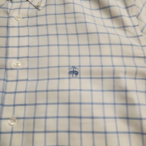 Camisa Brooks Brothers Milano Para Hombre Grande Azul Blanco Sin Hierro Supima Algodón Cuadros - Imagen 2 de 8