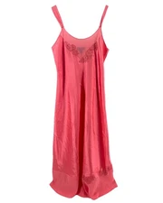 Jones New York Satin Slip Dress Gown Small Midi Fairycore Salmon Peach DD04