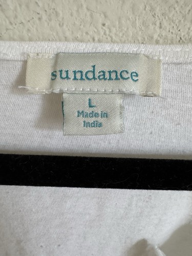Sundance Boho-Top weiß Blumen bestickt Leinen Baumwolle Langarm L - Bild 3 von 6