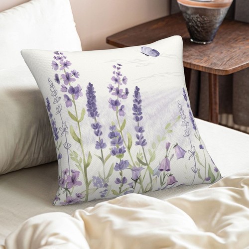 Spring Lavender Pillow Cover 22x22 Inch Set of 2 Purple Flowers Throw Pillow ... - Picture 2 of 7