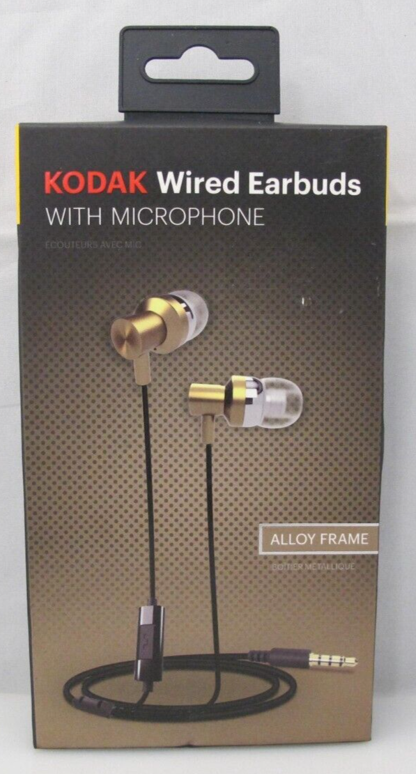 Alloy Frame Kodak Wired Earbuds With Hands Free Mic Microphone