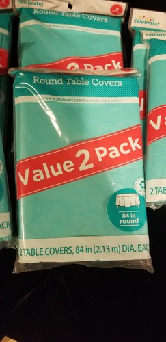 2 - 84" Runde Kunststoff Tisch Abdeckung für Partys/Hochzeiten - (türkis) - Bild 1 von 3