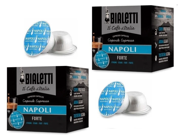 144 Capsule Caffè Bialetti Miscela Napoli Espresso Forte Originali NO 128
