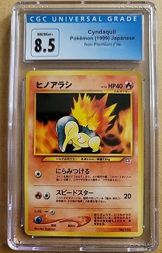 Pokémon Cyndaquil giapponese 1999 n.155 Neo Premium File CGC 8,5 NM/MINT+ - Foto 1 di 2