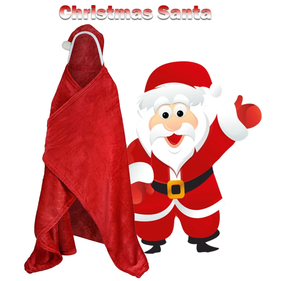 Kids Hooded Snuggle Blanket Luxury Printed Wearable Throw Sleeves Hand Mittens - Image 3 of 3