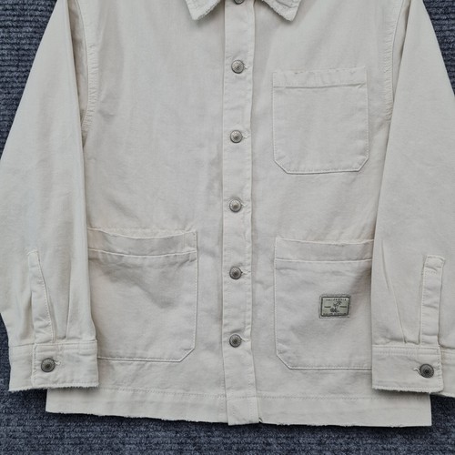 Zara Denim Jean Jacket Shirt Kid Youth Sz 10/Men S/Women M Ivory White Chest 36" - Picture 3 of 13