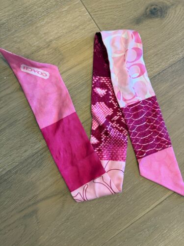 Rare Coach Reversible Skinny Pony Scarf Pink Animal Print