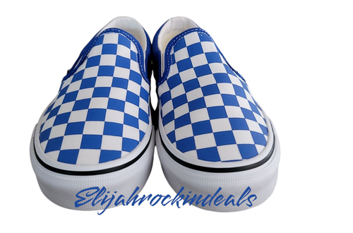 NEU VANS CLASSIC SLIP ON (CHECKERBOARD) BLAU TRUE WHITE JUGEND KINDER SCHUHE - Bild 3 von 5