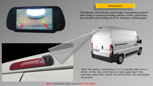 Reversing Camera & 7" Monitor For Peugeot Boxer, Citroen Relay, Citroen Jumper, - Picture 4 of 11