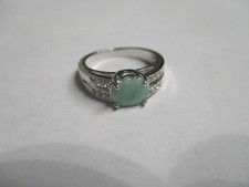 Gorgeous sterling silver single stone Real Emeralds ring woman split band sz 8