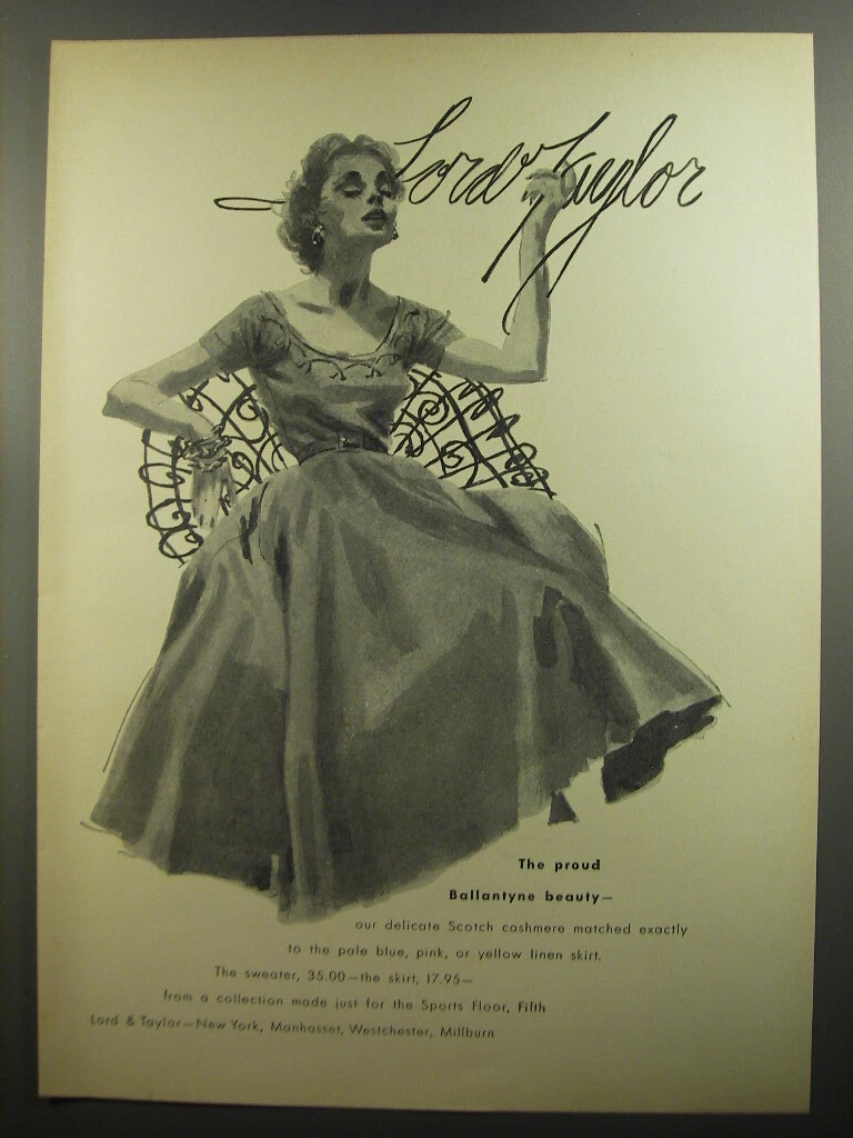 1952 Lord Taylor Ballantyne Dress Ad The proud Ballantyne