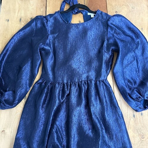 Vestido Topshop Azul Medianoche En Niveles Con Espalda Abierta 10 Nuevo Con Etiquetas - Imagen 4 de 6