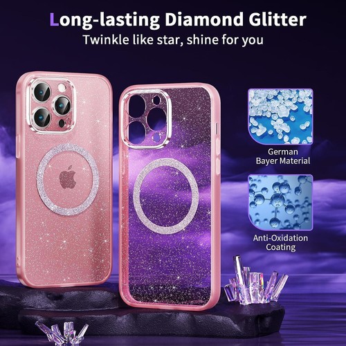 Anynve Magnetic Case for iPhone 14 Pro Max Glitter[Compatible with MagSafe - Picture 6 of 10