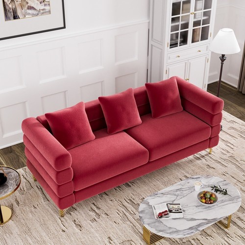 Modern Comfy Velvet Cloud Sofa Couch 2/3 Seater Large Loveseat with 2/3 Pillows - Picture 119 of 120