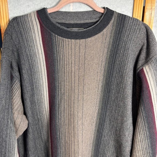 Men's XL Vintages 90s Knights Striped Coogi Style Crewneck Pullover Sweater - Picture 2 of 12