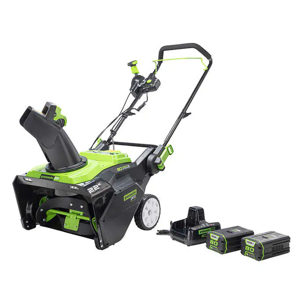 Greenworks PRO 80V 22" SingleStage Cordless Snow Blower w/ Charger & 2 Batt for sale online eBay
