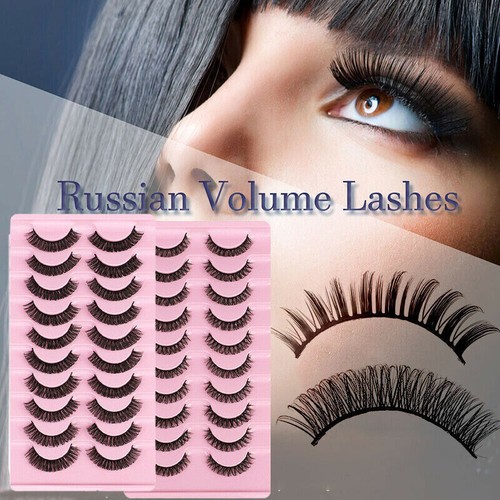 10Pairs Russian Style Strip Lashes D Curl Mink False Eyelashes Full Curled AU - Picture 6 of 18