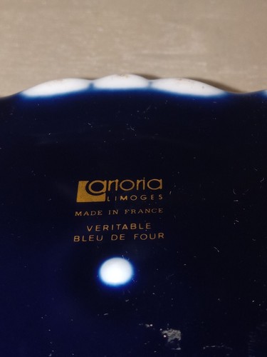 Piatto quadrato vintage blu cobalto Artorie Limoges Francia - Foto 3 di 4