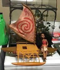Disney Moana Set Starlight Canoe Boat Hasbro 19" Rolling Boat  Moana Doll
