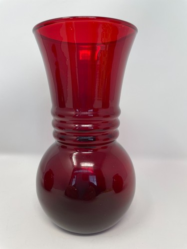 Vintage Anchor Hocking Royal Ruby Red Glass Flower Vases Set of 3 MCM 1-6", 2-4" - Picture 10 of 20